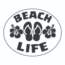 Arlon Beach Life Sticker, Decal, Bumper Sticker Vacation Sticker 3" x 3.5" - 3 x 3.6 Inches