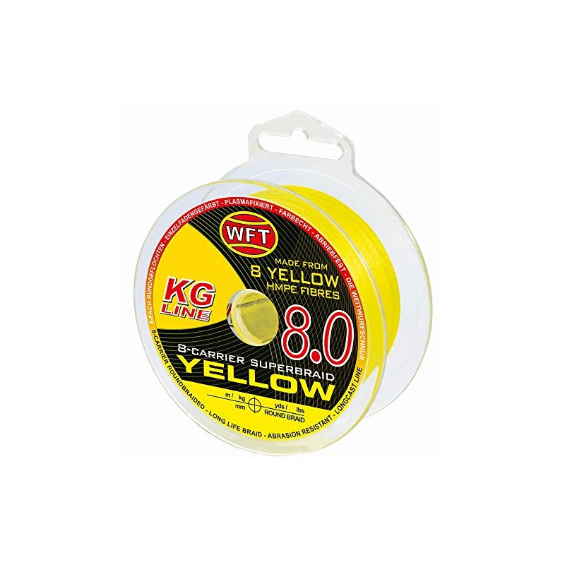 WFT KG 8 Yellow Braided Fishing Line 150 m Diameter