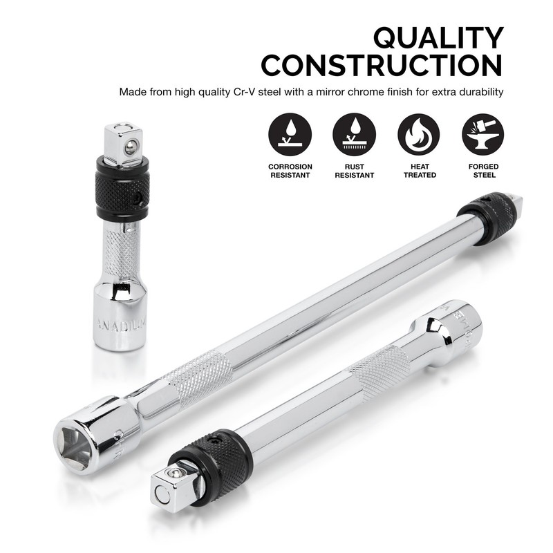 NEIKO 00295A 3/8" Drive Locking Extension Bar Set, 3 Piece,