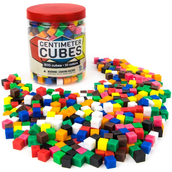 Pint-Size Scholars Set of 500 Centimeter Cubes with Storage Container - Mathematics Learning Tool & Educational Teacher Resource for Sorting, Measuring, Counting, & Base-10 Units