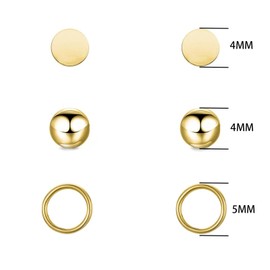 Titanium Women's Stud Earrings, Nickel-Free, Hypoallergenic, Girls' Earrings, Stud Earrings for Sensitive Ears, Classic Earrings, Women, Girls, Teenagers, Black, Silver, Gold, Rose Gold, Titanium,