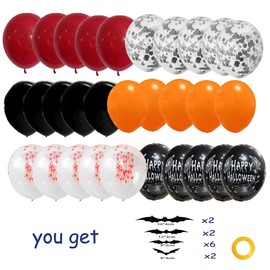 30PCS Halloween Balloons Set - Black Orange Spider Web & Blood Splatter Balloons for Scary Party Decor, Home Outdoor Yard Decoration