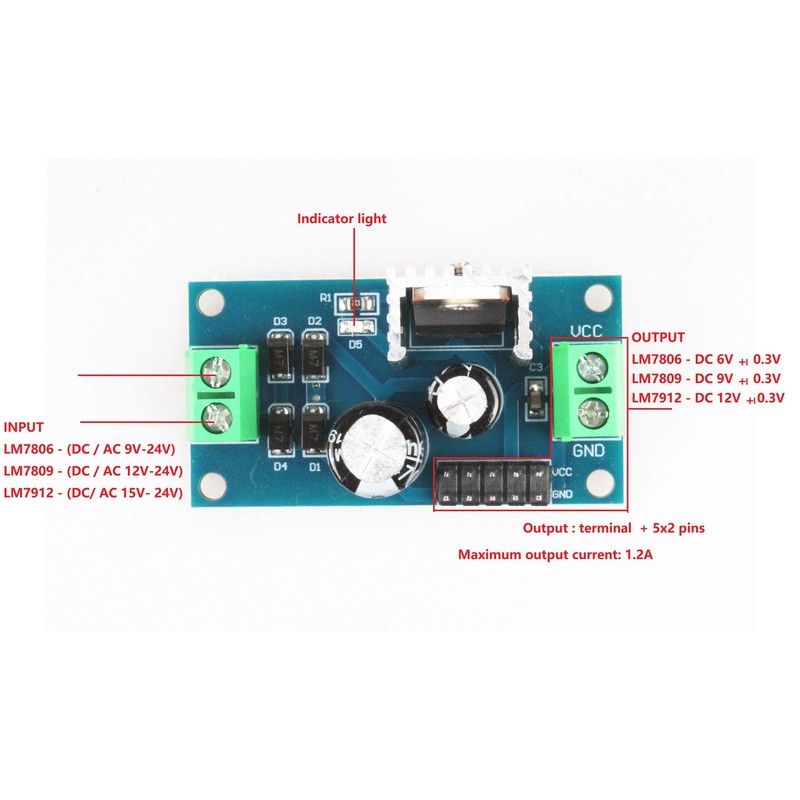 NOYITO Three Terminal Voltage Regulator Module LM7805 LM7806 LM7809 LM7812