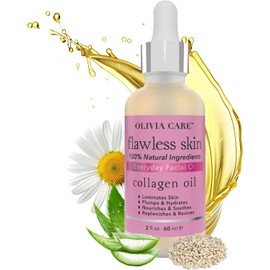 Olivia Care Flawless Essential Facial Oil 100% Natural. Nourishing, Plump, Reviving, Hydrating, Calming & Soothing. Stabilize & Retain Moisture - For All Skin Types - 2 fl oz (Collagen)