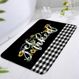 Get Naked Bath Mat Sunflower Flower Yellow Floral Plant Funny Quotes Black White Buffalo Check Plaid Fall Autumn Bathroom Rugs Shower Mat Bedroom Kitchen Carpet 17.8x29.5 Inch