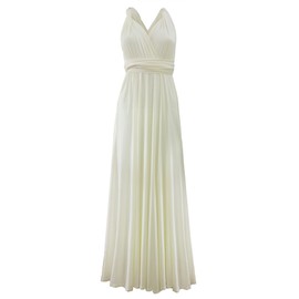 Sexyshine Women's Backless Gown Dress Multi-Way Wrap Halter Cocktail Dress Bandage Bridesmaid Long Dress (BW,L)