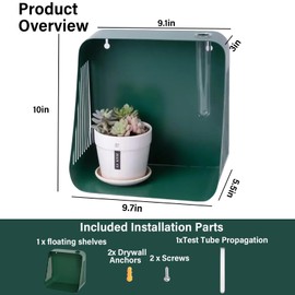 Tnstbiee Mid-Century Modern Floating Wall Shelf - Green Iron Bathroom Corner Shelf with Hydroponic Hole & Diffuser Stand, Space-Saving Wall-Mounted Organizer for Entryway, Kitchen, Bathroom