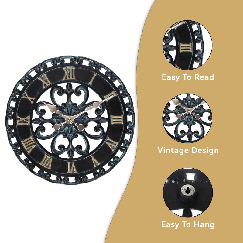 Lily's Home Hanging Verdigris Wall Dial Thermometer, Ideal for Indoor