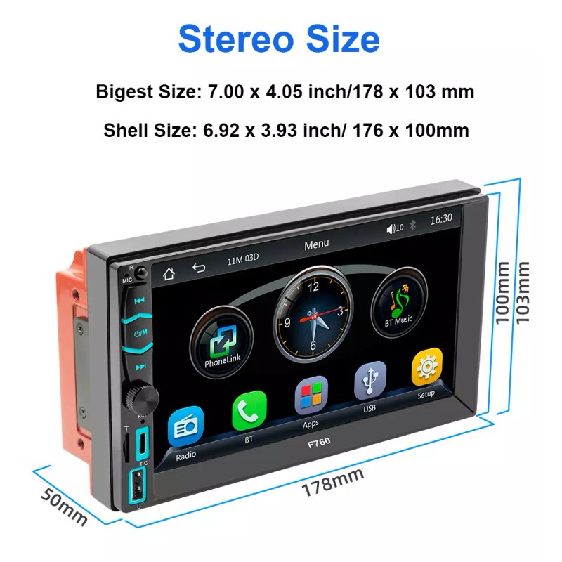 YuanTing Double 2Din Car Stereo Radio 7" screen Player Bluetooth