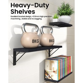 BAYKA Wall Shelves for Bedroom Decor, Floating Wall Shelves for Living Room Kitchen Storage, Wall Mounted Rustic Wood Floating Shelves for Kids Books, Corner Shelves for Bathroom, Office(Set of 3)