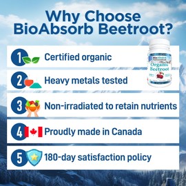 Organic Beet Root Supplement - 60 Beetroot Capsules, 1400mg/Serving (700mg per Cap)
