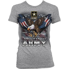 US Army, Since 1775, Eagle and American Flag Wings Women's T-Shirt, LtGray, XL