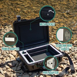 INNVO Starlink Mini Case - Pre-Cut foam Insert fits Starlink Mini Dish Kickstand Pipe Adapter Power Supply and Cables, All in One Travel Organizer with Shoulder Strap & Mesh Pocket for accessories