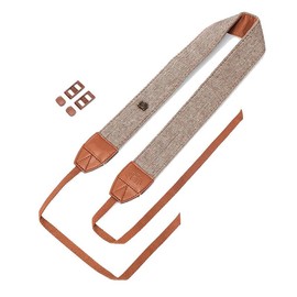 AIMALL Adjustable Retro Camera Shoulder Strap, Universal Fit for Canon, Nikon, Sony, Olympus DSLR, Vintage Style, Premium Cotton Fabric & Genuine Leather, Brown