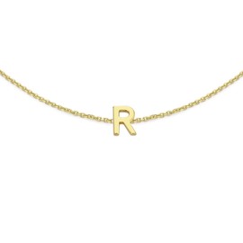 Carissima Gold Women's 9ct Yellow Gold 3.5mm x 5mm "R" Initial Adjustable Bracelet 15cm/6"-18.5cm/7.25"