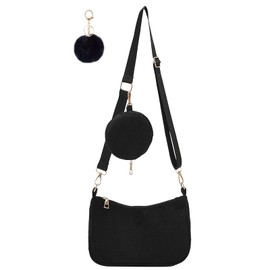 Retro Umhängetasche Tasche,90er Jahre Umhängetasche Damen,Tasche Damen Tasche Kleine Segeltuchtasche y2k Fashion Kleine Handtaschen für Frauen (Schwarz)