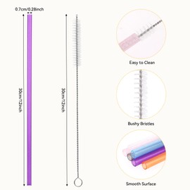 12 Teilige Glitzer Strohhalme Plastik 30 Cm Lange Bunter Strohhalme Wiederverwendbar Trinkhalme Plastik Mit Strohhalm-Reinigungsbürste Ohne BPA Für Glas Tasse