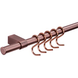 Gedotec Design Kitchen Railing Wall Rail System | Brass Bronze Matt | Railing Set Length: 900 mm | Railing System with 5 S-Hooks with Mounting Material | 1 Complete Set - Metal Kitchen Rail
