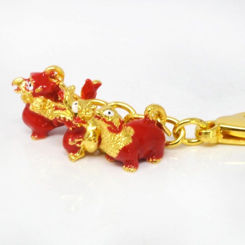 Feng Shui Three Harmony Animal Keychain Harmony Balance Amulet Good