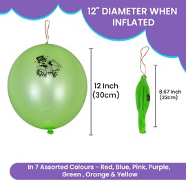 Weddecor Large Punch Balloons Assorted Color with Elastic Bands Latex Material for Kids Birthday Parties, Baby Functions, Wedding Decoration, 12 inch, 5pcs