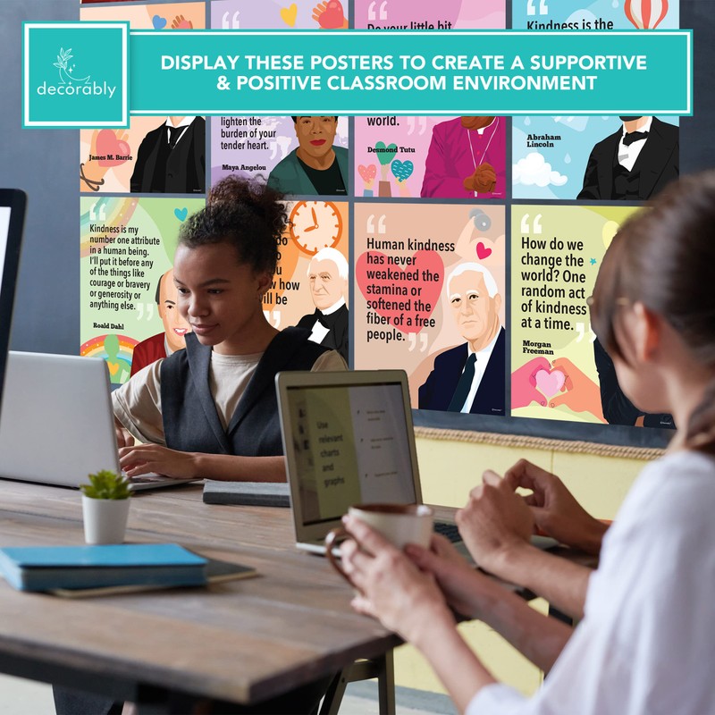 Decorably 12 Kindness Classroom Posters - 11x14in Kindness Posters, Kindness