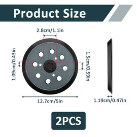 2 Pcs 5 Inch 8 Hole Orbital Sander Backing Pad Compatible with Makita M9204 BO5030 BO5031 DBO180Z BO8041 DBO180RMJ BO5041 BO5010 BO5011 BO5012, Replacement Pad Hook & Loop Base Durable Rubber Sander