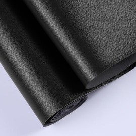 Caxilee Vinyl Faux Leather Upholstery Fabric,Soft Smooth Surface,Marine Vinyl Faux Leather Sheets,Replacement Renovate for Upholstery Muscle Car,Furniture,Sofa. (Black-1Y, Cut by The Yard)