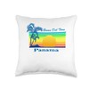 Bocas Del Toro Retro Tropical Beach Sunset Throw Pillow