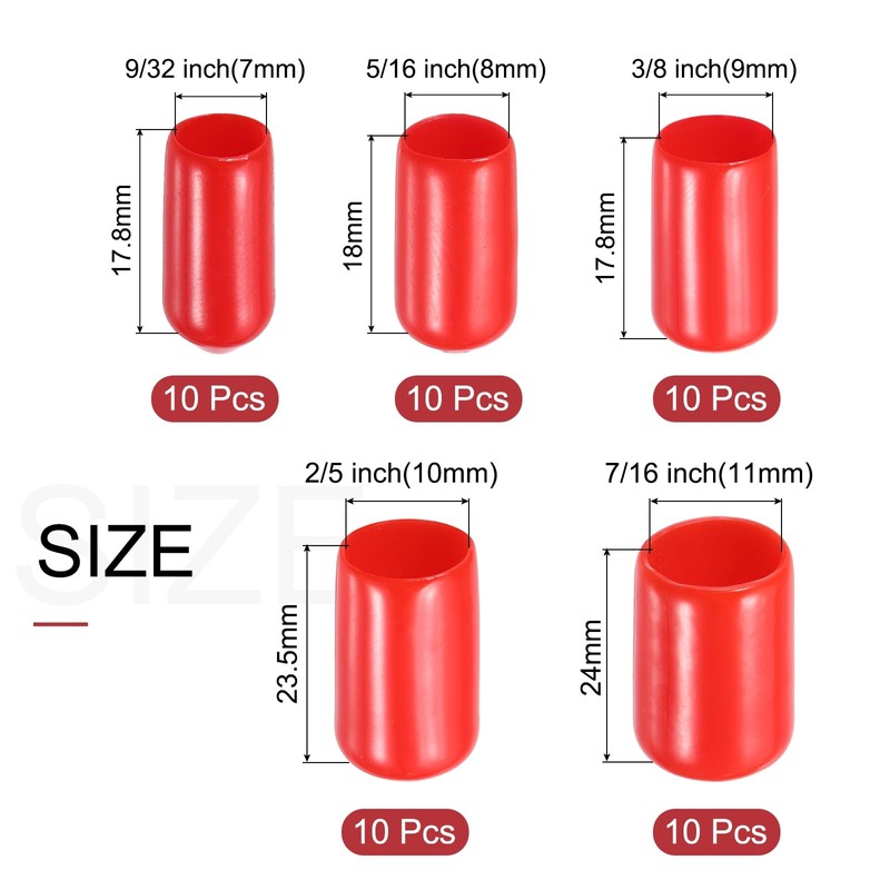 sourcing map 50pcs Round Rubber End Caps Protective Caps 7mm