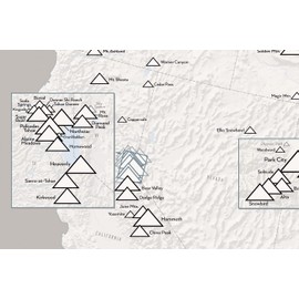 US Ski Resorts Map 24x36 Poster (White & Gray)