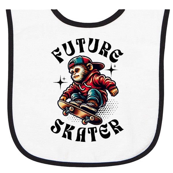 inktastic Boys Skateboarding Future Skater Baby Terry Cloth Bib White