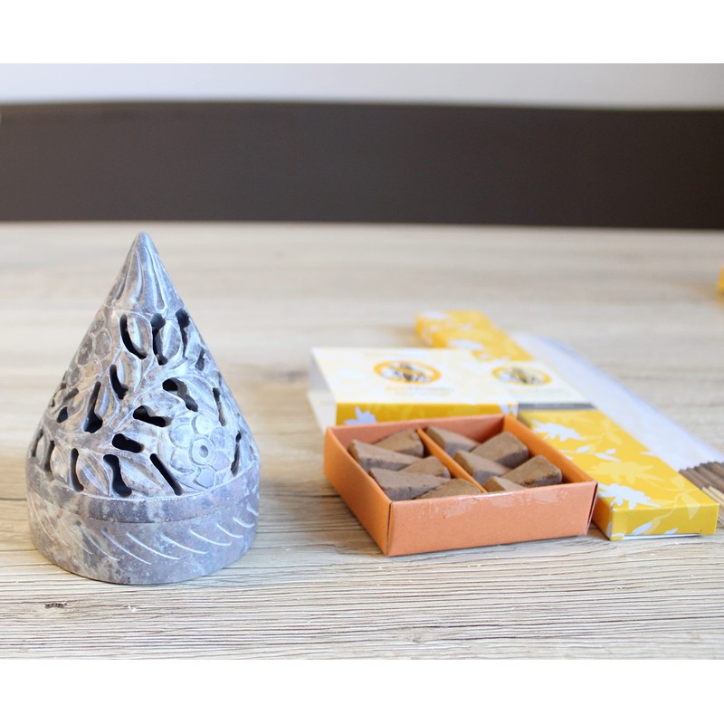 Bitto Pyramid Incense Cones Holder and Lantern Soft Stone Height