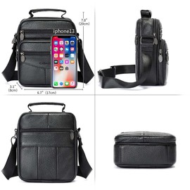 Ceberl Cowhide Leather Messenger Bag For Men Travel Shoulder Crossbody Bag Waterproof Casual Sling Business Handbag (Coffee2)