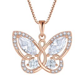 STARCHENIE Butterfly Pendant Necklace for Women 925 Sterling Silver Rose Gold Jewelry Gifts
