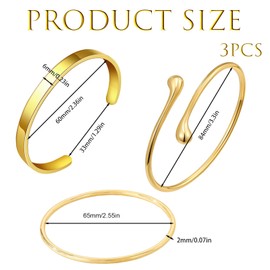 KFSCIP 3PCS Gold Bangle Set, Elegant Gold Bangles for Women, Stackable Bracelets with Adjustable Fit, Classic and Modern Design for Casual and Formal Occasions