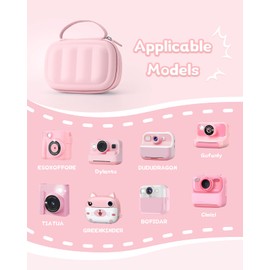 SQERO Kids Camera Instant Print Case for Hangrui/Lenudar/HiMont/TIATUA/Gofunly/GREENKINDER Most 1080P Kids Instant Cameras, Cute Travel Carry Bag Christmas Birthday Gifts for Girls Boys (Pink)