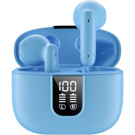 Wireless Earbuds Bluetooth 5.4 In Ear Buds 6 Mic ENC Noise Cancelling Clear Calls, Deep Bass HiFi Stereo Sound Earphones 35H Playtime LED Power Display IPX7 Waterproof Headphones for Android iOS Blue