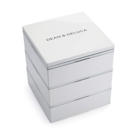 Dean & Deluca 3-Tier Small White Box Lunch Box Picnic Outdoor 13.5 x 13.5 x 15 cm
