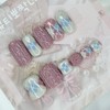 Argyle knit handmade nail tips, pedi tips - ballerina /