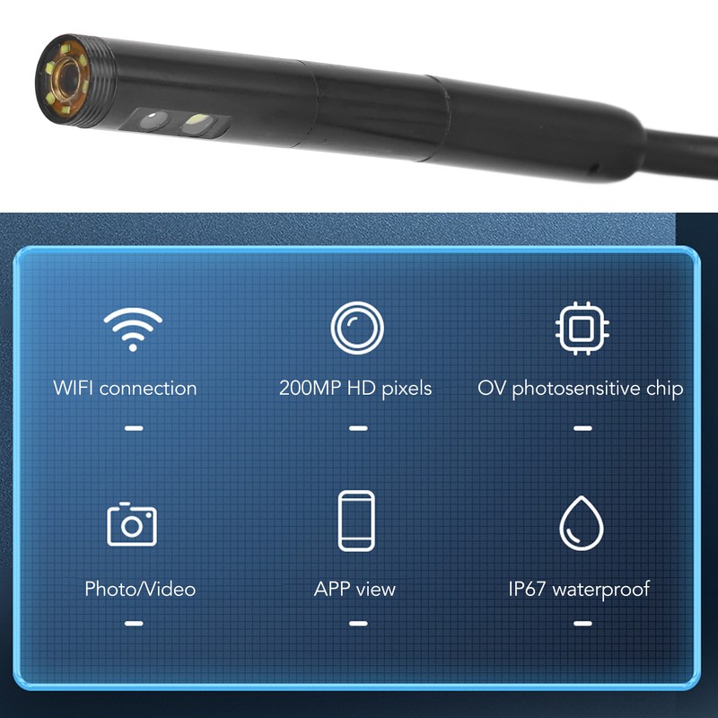 Endoscope Camera IP67 Waterproof Industrial Borescope Inspection Snake Cam for