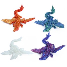 KERIDAZPLY 3D Printed Dragon with Wings Flying Dragon 4PCS,9 Inch Articulated Winged Dagon for 3D Printed Gift, Desk Pet Decor,Fidget Toy Set