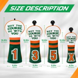 SpiderBoss Golf Driver Headcover 1/3/5 Wood Hybrid Headcover May The Course Be with You Design Golf Head Cover for Woods and Driver with Number Tags, Gifts for Movie Fans Golfer