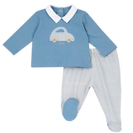 Chicco, Baby Set with T-shirt and Shorts/Nappy Pants and Socks with Button Back Closure, Comfortable Fit, Made of Cotton, Machine Washable, 0-24 Months, Designed in Italy, Blue (1)