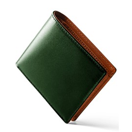 DOOMUS Men's Bi-Fold Wallet, Tochigi Leather, Bi-Fold Wallet, Genuine Leather, Folding Wallet, Thin Size, Coin Purse, Made by Top Leather Craftsmen, Father's Day, 10,000 Times Day, green