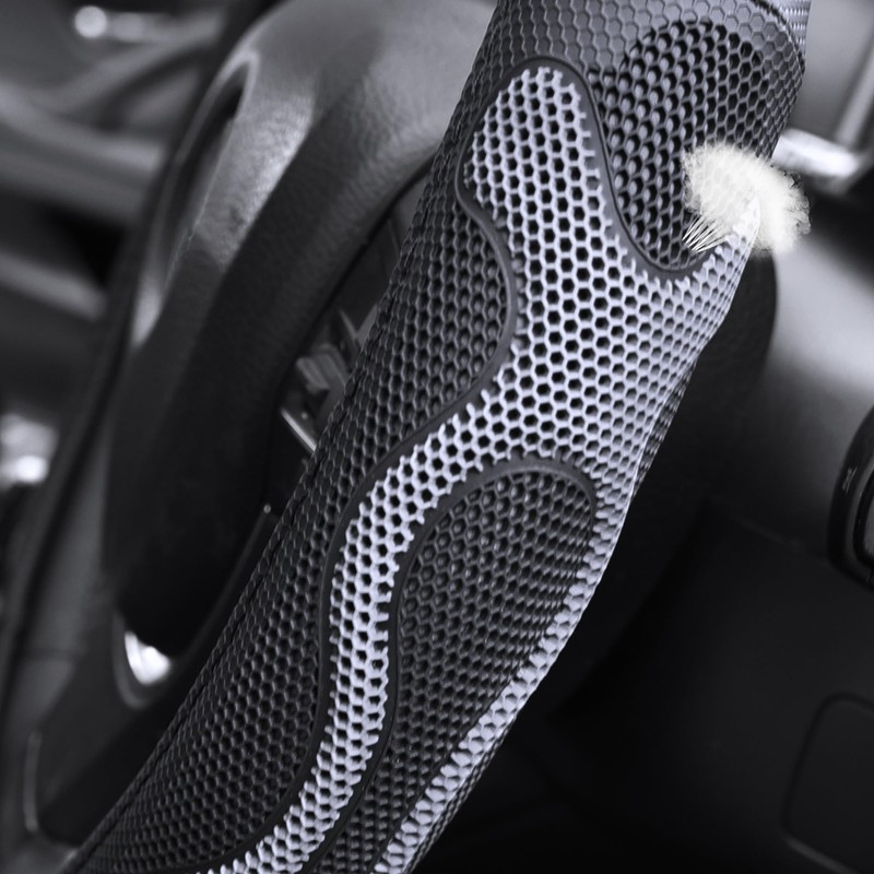 Elantrip Leather Steering Wheel Cover Great Grip with 3D Honeycomb