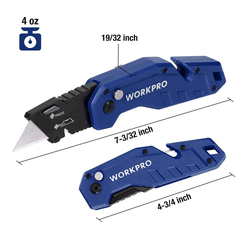WORKPRO Folding Utility Knife, Box Cutter with Belt Clip, Quick-Change