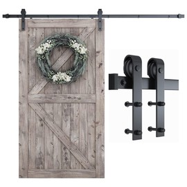 SMARTSTANDARD 8.2 FT Barn Door Hardware Kit -Sliding Barn Door Track - Smooth and Quiet - Easy to Install - Includes Step-by-Step Installation Instructions - Fits 48" Wide Door Panel (J Shape Hanger)