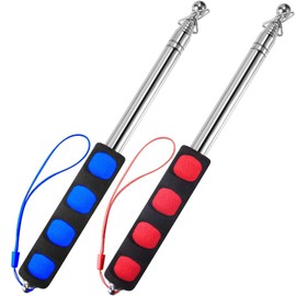 ZYWQ Telescopic Flag Pole, 2M Stainless Steel Handheld Flag Pole - Lightweight Stainless Steel with Anti-Slip Grip - Collapsable Flag Pole for Tour Guides & Pointer for Teachers (2PCS Red+Blue)