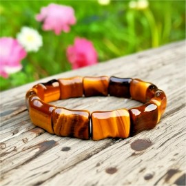 Unbranded Natural Tiger's Eye Stone Beads Brown Gemstone Protection Stretch Bracelet Gift