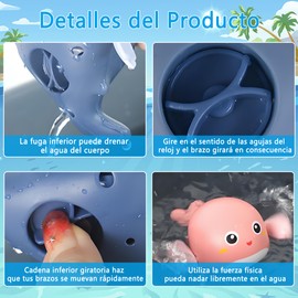 DJJAXC Juguetes de Baño para Niños, 6 Piezas Juguetes de Baño con Mejora Coordinlo-Manual, Juguetes para Bañera Libre de BPA Rafting en Piscina, Juguetes Sensoriales de Baño para Niños y Niñas
